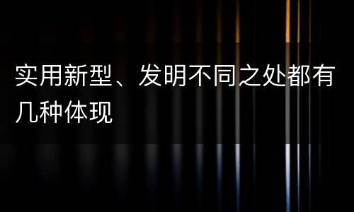 实用新型、发明不同之处都有几种体现