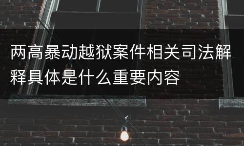 两高暴动越狱案件相关司法解释具体是什么重要内容