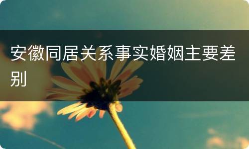安徽同居关系事实婚姻主要差别