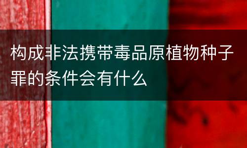 构成非法携带毒品原植物种子罪的条件会有什么