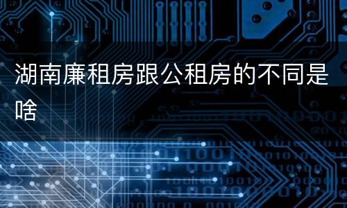 湖南廉租房跟公租房的不同是啥