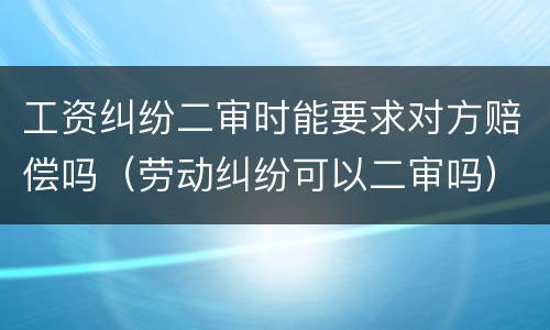 工资纠纷二审时能要求对方赔偿吗（劳动纠纷可以二审吗）