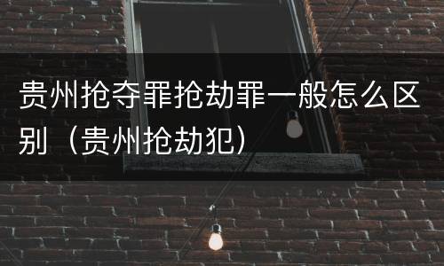贵州抢夺罪抢劫罪一般怎么区别（贵州抢劫犯）