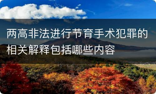 两高非法进行节育手术犯罪的相关解释包括哪些内容