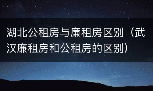 湖北公租房与廉租房区别（武汉廉租房和公租房的区别）