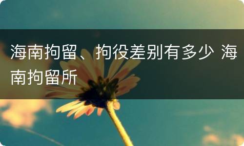 海南拘留、拘役差别有多少 海南拘留所