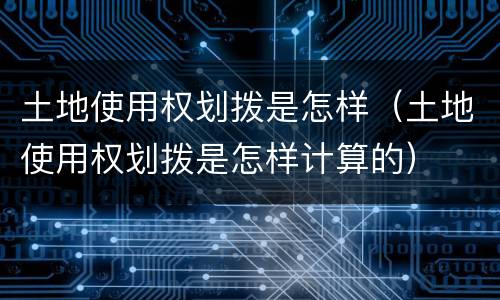 土地使用权划拨是怎样（土地使用权划拨是怎样计算的）