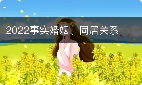 2022事实婚姻、同居关系