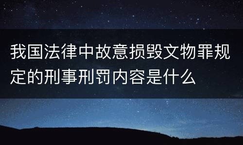 我国法律中故意损毁文物罪规定的刑事刑罚内容是什么