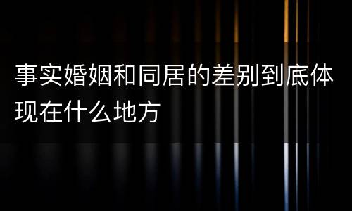 事实婚姻和同居的差别到底体现在什么地方