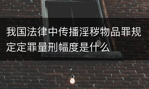 我国法律中传播淫秽物品罪规定定罪量刑幅度是什么