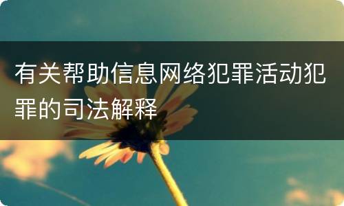有关帮助信息网络犯罪活动犯罪的司法解释