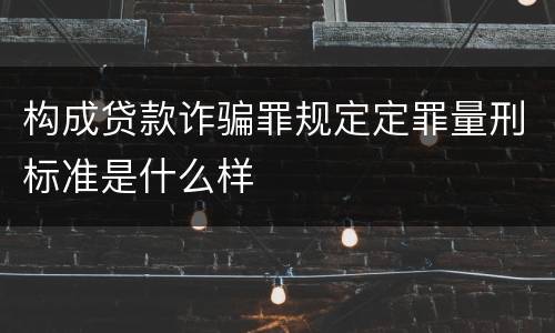 构成贷款诈骗罪规定定罪量刑标准是什么样