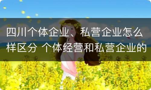四川个体企业、私营企业怎么样区分 个体经营和私营企业的区别