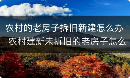 农村的老房子拆旧新建怎么办 农村建新未拆旧的老房子怎么办?