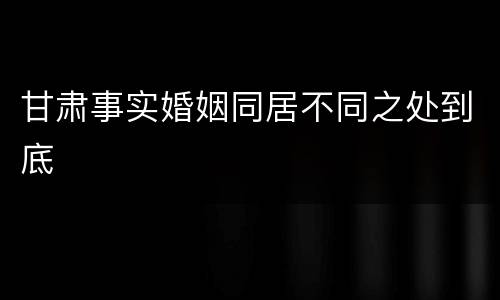 甘肃事实婚姻同居不同之处到底