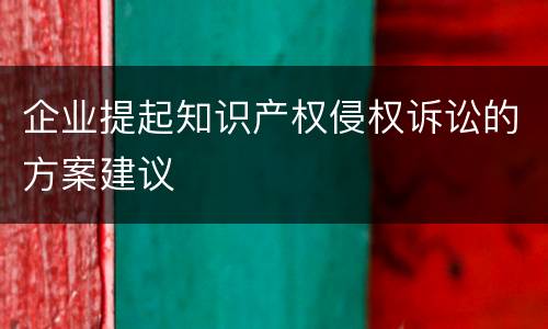 企业提起知识产权侵权诉讼的方案建议