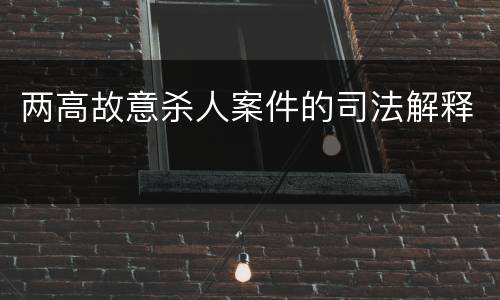 两高故意杀人案件的司法解释
