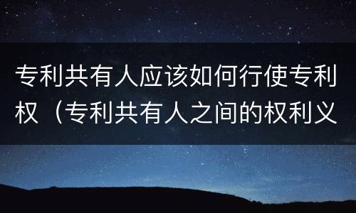 专利共有人应该如何行使专利权（专利共有人之间的权利义务关系）