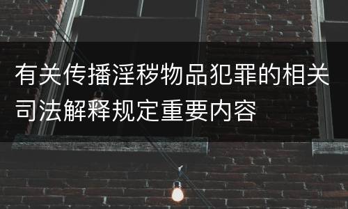 有关传播淫秽物品犯罪的相关司法解释规定重要内容