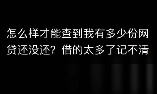 怎么样才能查到我有多少份网贷还没还？借的太多了记不清了