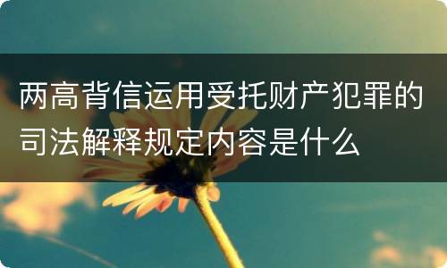 两高背信运用受托财产犯罪的司法解释规定内容是什么