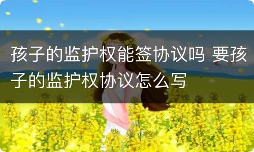 孩子的监护权能签协议吗 要孩子的监护权协议怎么写