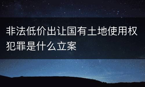 非法低价出让国有土地使用权犯罪是什么立案