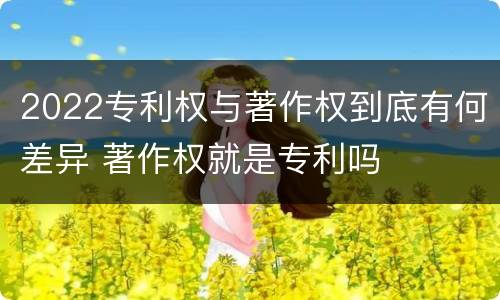 2022专利权与著作权到底有何差异 著作权就是专利吗
