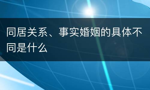 同居关系、事实婚姻的具体不同是什么