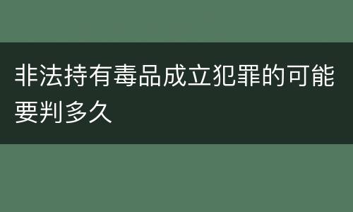 非法持有毒品成立犯罪的可能要判多久