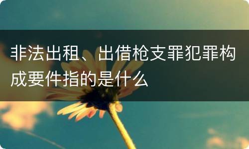 非法出租、出借枪支罪犯罪构成要件指的是什么