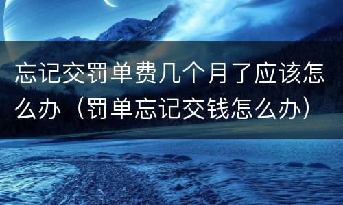 忘记交罚单费几个月了应该怎么办（罚单忘记交钱怎么办）