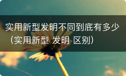 实用新型发明不同到底有多少（实用新型 发明 区别）