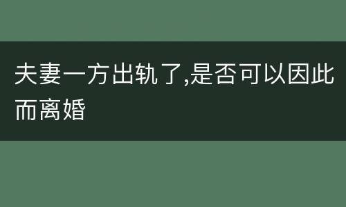 夫妻一方出轨了,是否可以因此而离婚