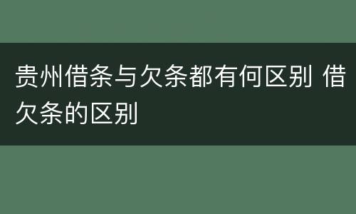 贵州借条与欠条都有何区别 借欠条的区别