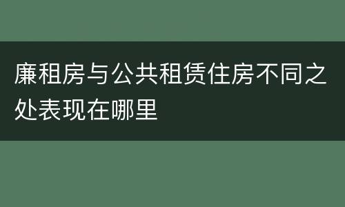 廉租房与公共租赁住房不同之处表现在哪里