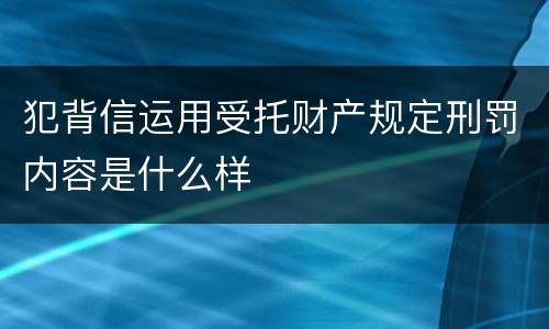犯背信运用受托财产规定刑罚内容是什么样