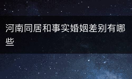 河南同居和事实婚姻差别有哪些