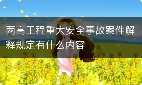 两高工程重大安全事故案件解释规定有什么内容
