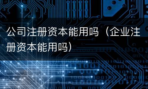 公司注册资本能用吗（企业注册资本能用吗）