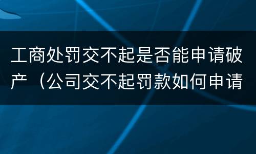 工商处罚交不起是否能申请破产（公司交不起罚款如何申请破产）