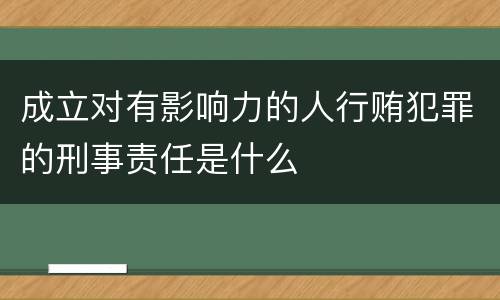 成立对有影响力的人行贿犯罪的刑事责任是什么