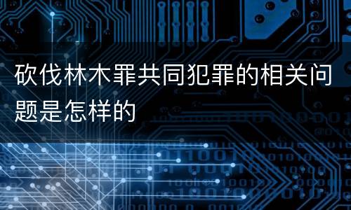 砍伐林木罪共同犯罪的相关问题是怎样的