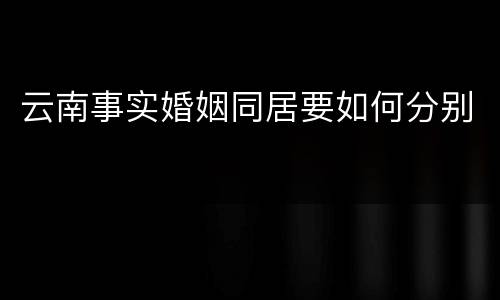云南事实婚姻同居要如何分别