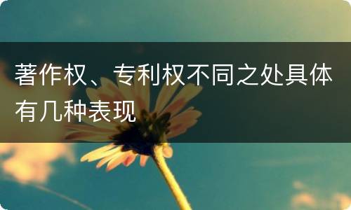 著作权、专利权不同之处具体有几种表现