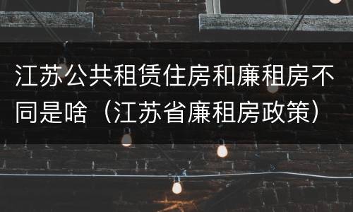 江苏公共租赁住房和廉租房不同是啥（江苏省廉租房政策）