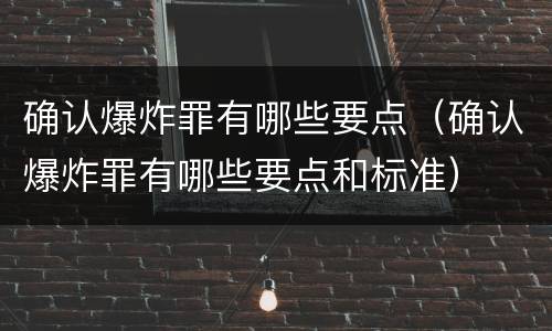 确认爆炸罪有哪些要点（确认爆炸罪有哪些要点和标准）