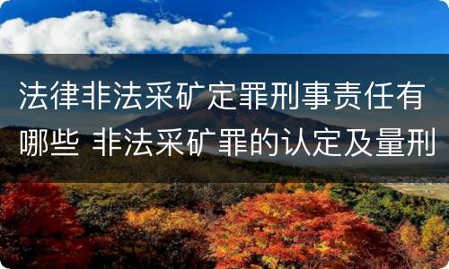 法律非法采矿定罪刑事责任有哪些 非法采矿罪的认定及量刑标准