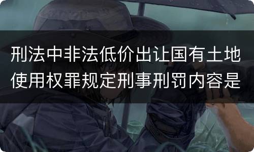 刑法中非法低价出让国有土地使用权罪规定刑事刑罚内容是怎样